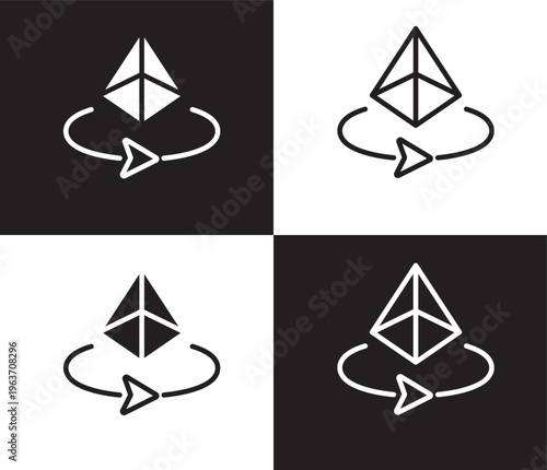 3d icon. Outline and filled 3d icon from artificial intellegence collection. Thin line and Solid vectors isolated on black, white background. Editable 3d symbol