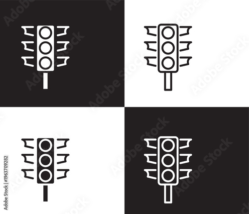 semaphore icon. Outline and filled semaphore icon from transportation collection. Thin line and Solid vectors isolated on black, white background. Editable semaphore symbol