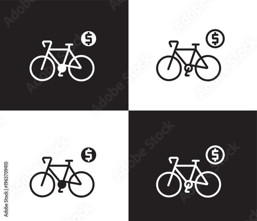 bicycle rental icon. Outline and filled bicycle rental icon from transportation collection. Thin line and Solid vectors isolated on black, white background. Editable bicycle rental symbol