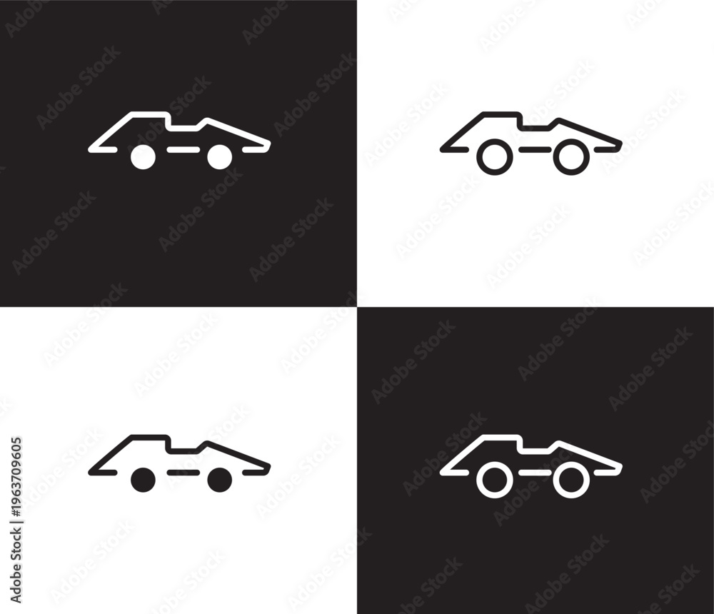 Obraz premium formula 1 icon. Outline and filled formula 1 icon from transportation collection. Thin line and Solid vectors isolated on black, white background. Editable formula 1 symbol