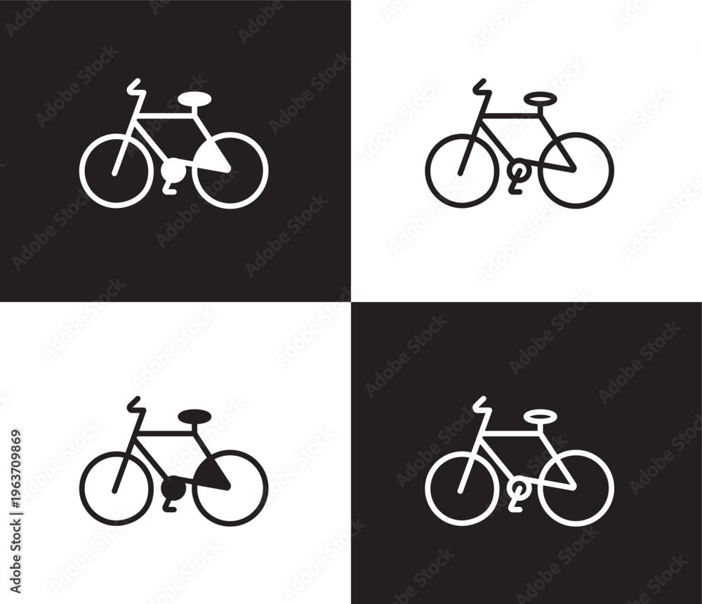 Fototapeta premium bicycle side view icon. Outline and filled bicycle side view icon from transportation collection. Thin line and Solid vectors isolated on black, white background. Editable bicycle side view symbol