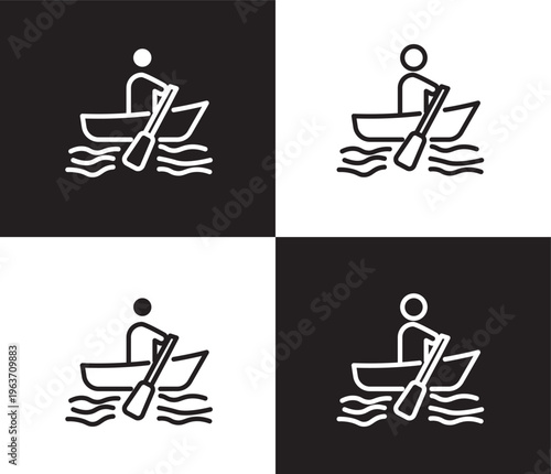 boating sign icon. Outline and filled boating sign icon from transportation collection. Thin line and Solid vectors isolated on black, white background. Editable boating sign symbol