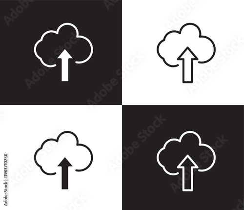 up arrow and cloud icon. Outline and filled up arrow and cloud icon from tools and utensils collection. Outline vector. Editable up arrow and cloud symbol