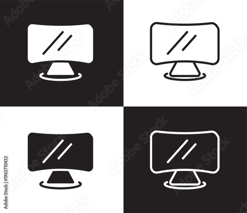 lcd screen icon. Outline and filled lcd screen icon from technology collection. Thin line and Solid vectors isolated on black, white background. Editable lcd screen symbol