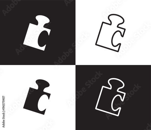 jigsaw icon. Outline and filled jigsaw icon from startup and strategy collection. Thin line and Solid vectors isolated on black, white background. Editable jigsaw symbol