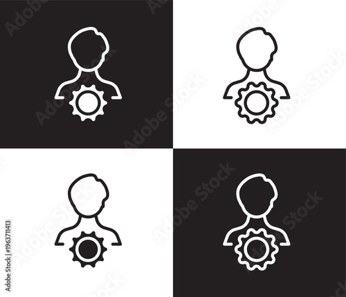 management icon. Outline and filled management icon from startup and strategy collection. Thin line and Solid vectors isolated on black, white background. Editable management symbol