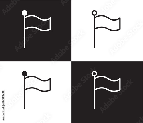 success flag icon. Outline and filled success flag icon from startup and strategy collection. Thin line and Solid vectors isolated on black, white background. Editable success flag symbol