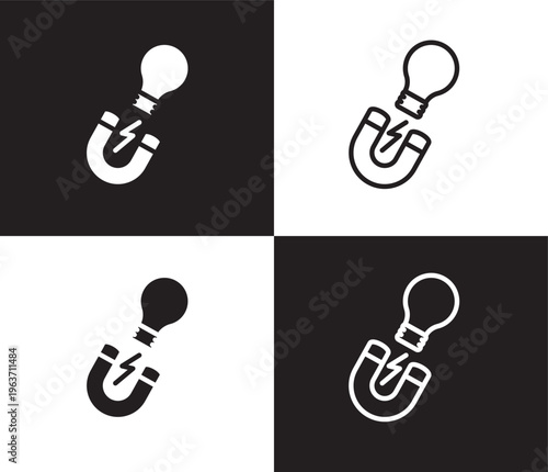 idea magnet icon. Outline and filled idea magnet icon from startup and strategy collection. Thin line and Solid vectors isolated on black, white background. Editable idea magnet symbol
