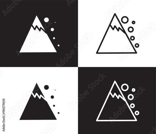 snow slide zone icon. Outline and filled snow slide zone icon from sport and game collection. Thin line and Solid vectors isolated on black, white background. Editable snow slide zone symbol