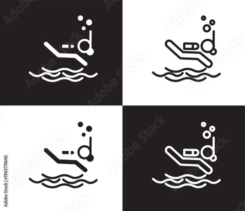 scuba diving sign icon. Outline and filled scuba diving sign icon from sport and game collection. Thin line and Solid vectors isolated on black, white background. Editable scuba diving sign symbol