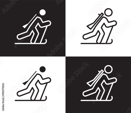 biathlon icon. Outline and filled biathlon icon from sport and game collection. Thin line and Solid vectors isolated on black, white background. Editable biathlon symbol