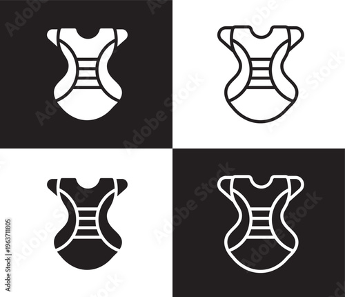 chest guard icon. Outline and filled chest guard icon from sport and game collection. Thin line and Solid vectors isolated on black, white background. Editable chest guard symbol