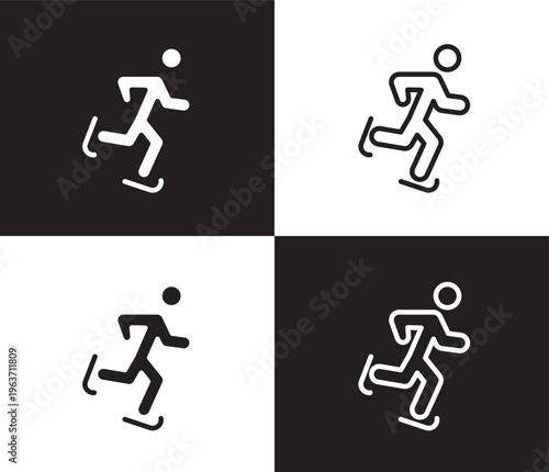 ice skating sign icon. Outline and filled ice skating sign icon from sport and game collection. Thin line and Solid vectors isolated on black, white background. Editable ice skating sign symbol