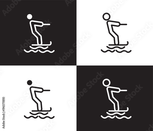jet surfing sign icon. Outline and filled jet surfing sign icon from sport and game collection. Thin line and Solid vectors isolated on black, white background. Editable jet surfing sign symbol