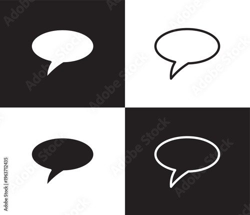 square bubble icon. Outline and filled square bubble icon from social media marketing collection. Thin line and Solid vectors isolated on black, white background. Editable square bubble symbol