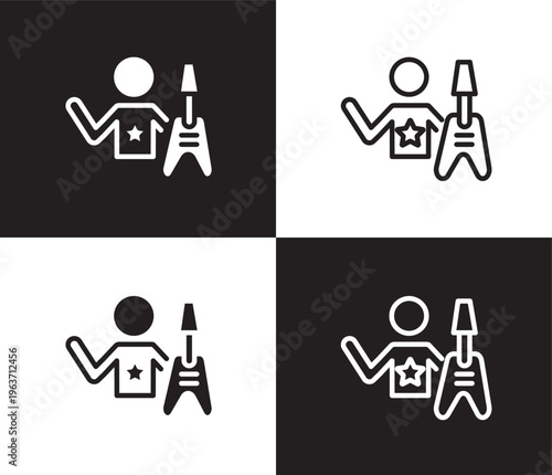 rocker icon. Outline and filled rocker icon from social media marketing collection. Thin line and Solid vectors isolated on black, white background. Editable rocker symbol
