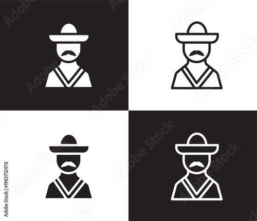 mexican man icon. Outline and filled mexican man icon from social media marketing collection. Thin line and Solid vectors isolated on black, white background. Editable mexican man symbol