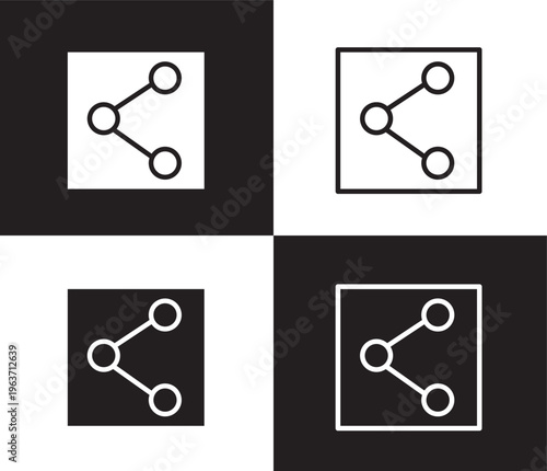 photo share icon. Outline and filled photo share icon from social media marketing collection. Thin line and Solid vectors isolated on black, white background. Editable photo share symbol