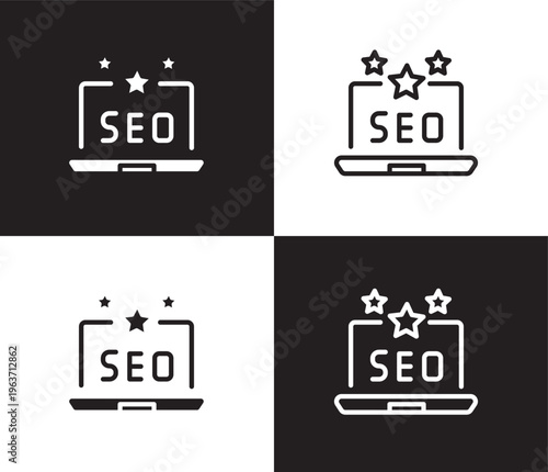 seo reputation icon. Outline and filled seo reputation icon from information technology collection. Thin line and Solid vectors isolated on black, white background. Editable seo reputation symbol