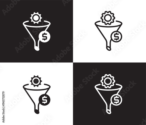 seo funnel icon. Outline and filled seo funnel icon from information technology collection. Thin line and Solid vectors isolated on black, white background. Editable seo funnel symbol