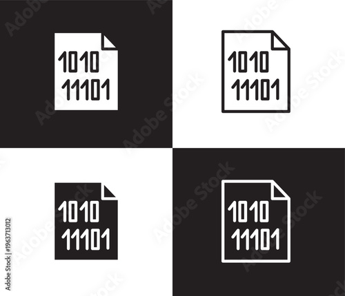 binary file icon. Outline and filled binary file icon from information technology collection. Thin line and Solid vectors isolated on black, white background. Editable binary file symbol