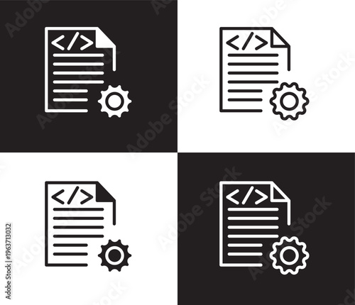 compiler icon. Outline and filled compiler icon from information technology collection. Thin line and Solid vectors isolated on black, white background. Editable compiler symbol