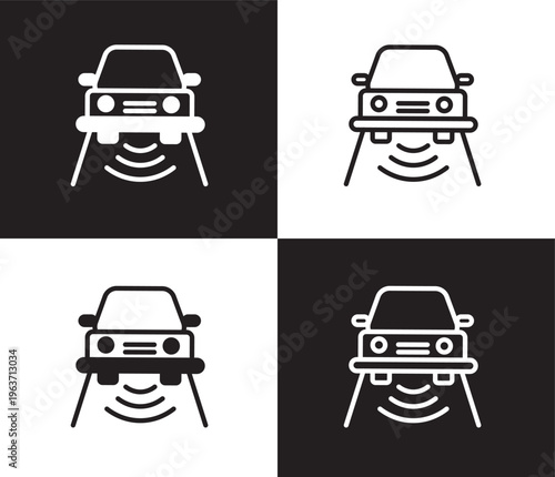 smart car icon. Outline and filled smart car icon from information technology collection. Thin line and Solid vectors isolated on black, white background. Editable smart car symbol