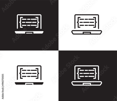 code listing icon. Outline and filled code listing icon from information technology collection. Thin line and Solid vectors isolated on black, white background. Editable code listing symbol