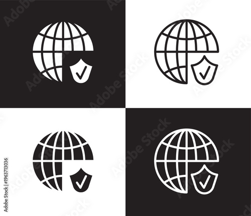secured network icon. Outline and filled secured network icon from information technology collection. Thin line and Solid vectors isolated on black, white background. Editable secured network symbol