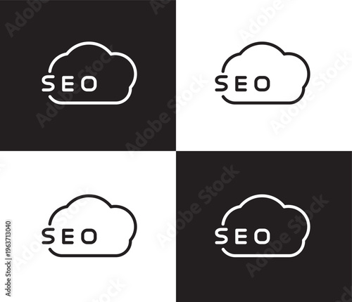 seo icon. Outline and filled seo icon from information technology collection. Thin line and Solid vectors isolated on black, white background. Editable seo symbol