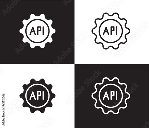 api icon. Outline and filled api icon from information technology collection. Thin line and Solid vectors isolated on black, white background. Editable api symbol