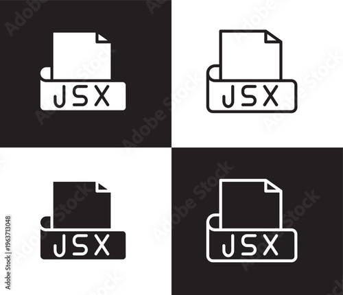 jsx icon. Outline and filled jsx icon from information technology collection. Thin line and Solid vectors isolated on black, white background. Editable jsx symbol