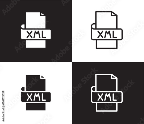 xml icon. Outline and filled xml icon from information technology collection. Thin line and Solid vectors isolated on black, white background. Editable xml symbol
