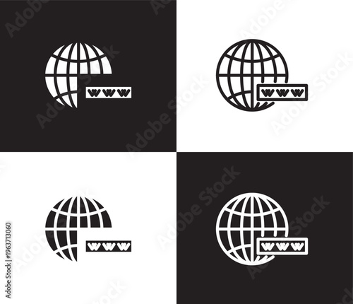 www icon. Outline and filled www icon from information technology collection. Thin line and Solid vectors isolated on black, white background. Editable www symbol