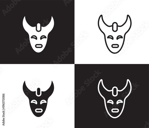 devil mask icon. Outline and filled devil mask icon from people and relation collection. Outline vector. Editable devil mask symbol