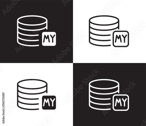 mysql icon. Outline and filled mysql icon from information technology collection. Thin line and Solid vectors isolated on black, white background. Editable mysql symbol