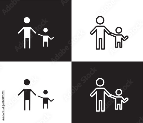 father and children icon. Outline and filled father and children icon from people and relation collection. Outline vector. Editable father and children symbol