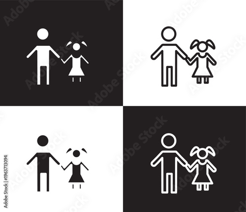 father and daughter icon. Outline and filled father and daughter icon from people and relation collection. Outline vector. Editable father and daughter symbol