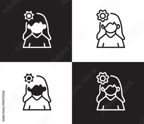 woman with flower icon. Outline and filled woman with flower icon from people and relation collection. Outline vector. Editable woman with flower symbol