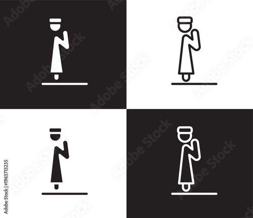 takbir icon. Outline and filled takbir icon from people and relation collection. Outline vector. Editable takbir symbol