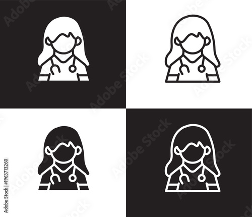 female doctor icon. Outline and filled female doctor icon from people and relation collection. Outline vector. Editable female doctor symbol