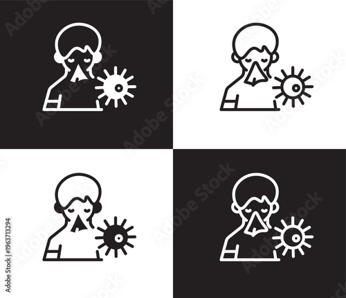sickness icon. Outline and filled sickness icon from people and relation collection. Outline vector. Editable sickness symbol