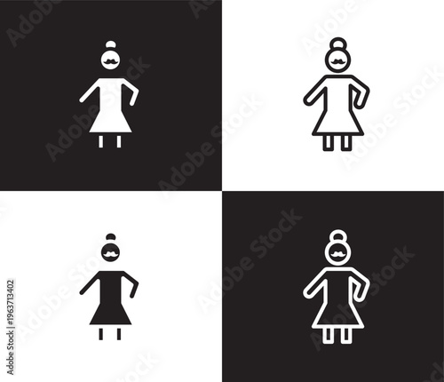 bearded woman icon. Outline and filled bearded woman icon from people and relation collection. Outline vector. Editable bearded woman symbol