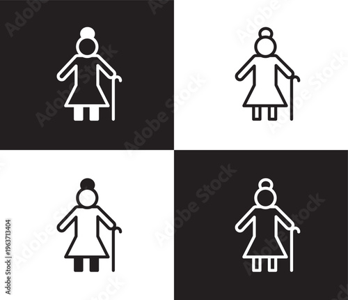 elder icon. Outline and filled elder icon from people and relation collection. Outline vector. Editable elder symbol