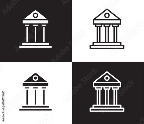 museum building icon. Outline and filled museum building icon from museum and exhibition collection. Thin line and Solid vectors isolated on black, white background. Editable museum building symbol