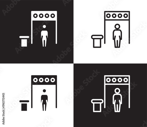 metal detector icon. Outline and filled metal detector icon from museum and exhibition collection. Thin line and Solid vectors isolated on black, white background. Editable metal detector symbol