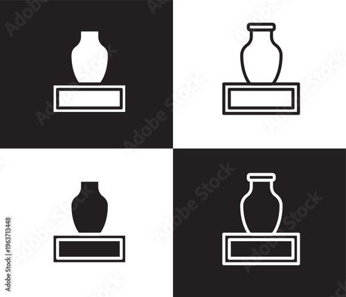 ceramic icon. Outline and filled ceramic icon from museum and exhibition collection. Thin line and Solid vectors isolated on black, white background. Editable ceramic symbol