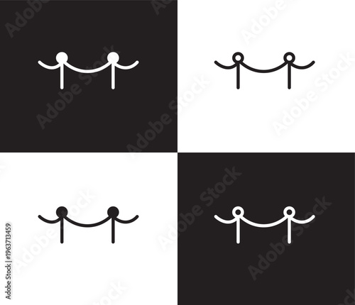 museum fencing icon. Outline and filled museum fencing icon from museum and exhibition collection. Thin line and Solid vectors isolated on black, white background. Editable museum fencing symbol