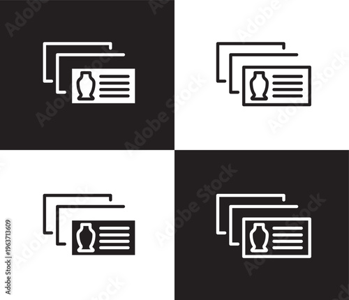 postcards icon. Outline and filled postcards icon from museum and exhibition collection. Thin line and Solid vectors isolated on black, white background. Editable postcards symbol
