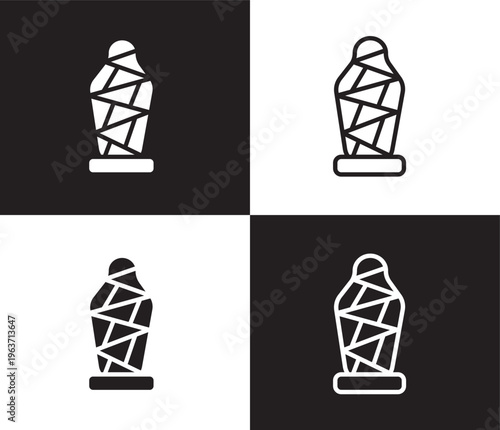sarcophagus icon. Outline and filled sarcophagus icon from museum and exhibition collection. Thin line and Solid vectors isolated on black, white background. Editable sarcophagus symbol